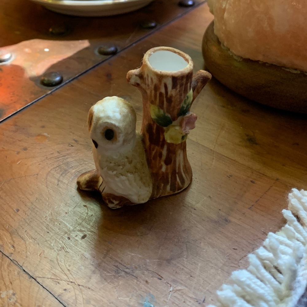 Vintage owl toothpick or match stick holder.